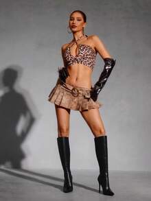 CUCCOO SZL Women's Pointed Toe Ruffle Thigh High Boots, Slim Stiletto Heels, Fashion Party And Date Outfit For Christmas