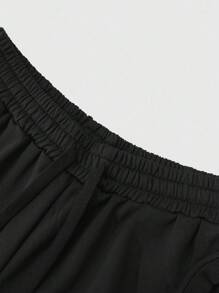 Manfinity EMRG 男士黑色美式休闲套头衫和运动裤套装，适合日常、休闲、通勤、街头服饰黑色两件套男士男士两件套服装男士套装黑色套装男士男士运动服套装，秋季服装 - 黑色 - 查看 7