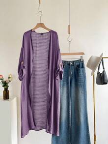 EMERY ROSE Women Coat Winter Fall Top Fall Women Fall Office Wear Going Out, - Purple - View 3