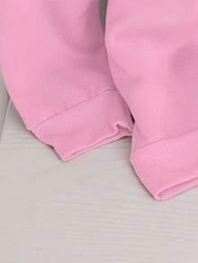 EMERY ROSE Plus Size Women's Love Letter Heart-Shaped Pattern Printed Round Neck Sweatshirts,Valentine Fall Cloth For Women Winter Autumn - Pink - View 5