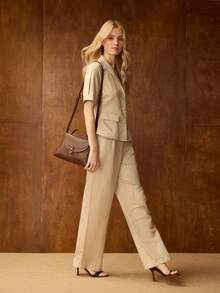 MOTF PREMIUM PU LEATHER CROCODILE PATTERN BUCKLE TOP HANDLE BAG - Coffee Brown - View 6