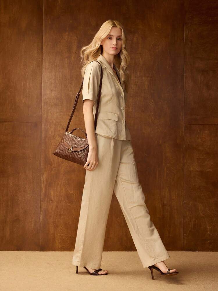 PU LEATHER CROCODILE PATTERN BUCKLE TOP HANDLE BAG