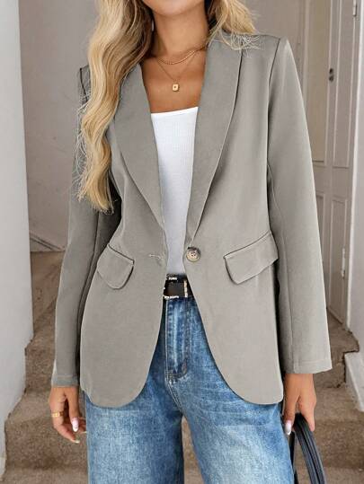 SHEIN LUNE 2024 Autumn/Winter New Women's Waist Button Blazer Jacket
