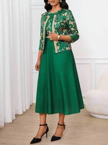 SHEIN Lady 女士两件套服装商务休闲女士工作服女士办公室服装女士外出服装女士机场服装女士旅行服装机场服装 - 彩色 - 查看 7