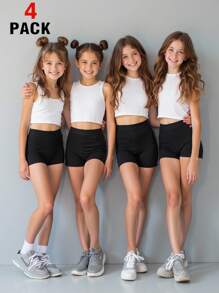 Quần legging ngắn màu đen trơn thoải mái cho bé gái, phù hợp mọi mùa - màu đen - Xem 1