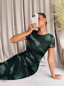 Lavishia 女士时尚印花短袖连衣裙，春夏 - 彩色 - 查看 5