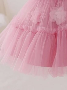Glamorique Kids Baby Girl Sleeveless Floral Mesh Tulle Party Dress, Cute & Sweet Princess Dress, Suitable For Christening, Birthday, New Year Fall Winter