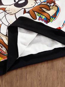 Looney Tunes X Manfinity Manfinity Joysei 男士卡通图案长袖抽绳连帽衫，男士卡通连帽衫，男士 3d 图案连帽衫，动漫连帽衫，秋季 - 彩色 - 查看 6