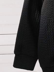 SHEIN 2 件套年轻男孩夹克和裤子套装，休闲学院风纹理面料夹克，适合返校、大学、秋冬季、假期、除夕、复古风格、圣诞节、新年 - 黑色 - 查看 4