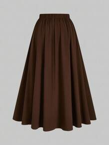 Velvienne Bộ 2 áo cánh và chân váy màu trơn thời trang cỡ lớn dành cho nữ, phong cách thanh lịch cho mùa xuân và mùa thu - Nhiều màu - Xem 6