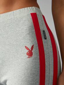 Missguided x Playboy 校队风格喇叭裤复古高腰标志运动休闲裤冬季秋季休闲街头长裤 Y2K 时尚