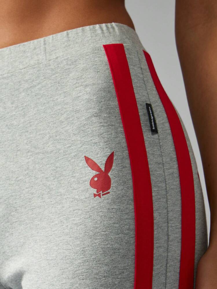 Missguided x Playboy Varsity Style Flare Leg Pants Retro High Rise Logo Athleisure Lounge Pants Winter Fall Casual Streetwear Trousers Y2K Fashion