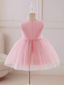 Glamorique Kids Baby Girls' Elegant Cute Floral 3D Bow Mesh Tutu Dress, Sleeveless Princess Party Dress Fall Winter