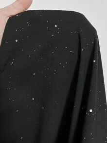 Sunspun Plus Size Women's Autumn/Winter Plunging Neck Sequin Bling Bling Black Elegant Vintage Cute Casual Chic Fitted Blouse Fall Cloth For Women - Black - View 4