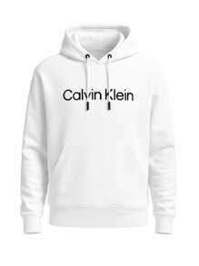 Calvin Klein Hanorac cu glugă pentru bărbați, cu mânecă lungă și buzunar, cu șnur și umeri căzuți