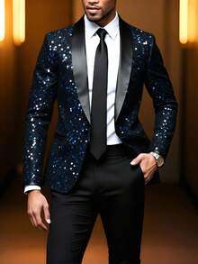 Manfinity AFTRDRK Completo da uomo con collo a scialle, maniche lunghe e spalline con paillettes