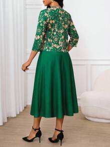 SHEIN Lady 女士两件套服装商务休闲女士工作服女士办公室服装女士外出服装女士机场服装女士旅行服装机场服装 - 彩色 - 查看 2