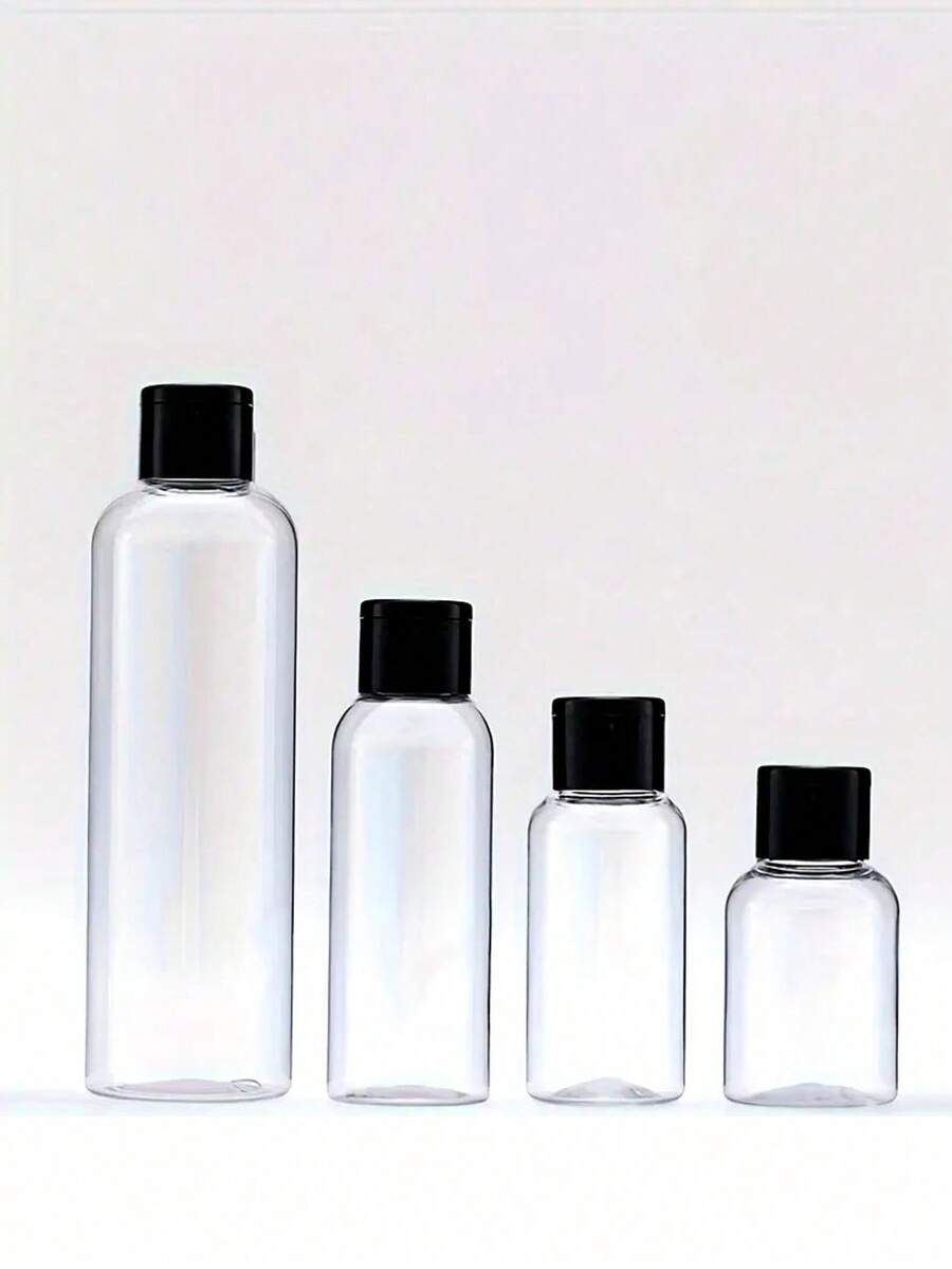1/3/5 件旅行瓶带翻盖空透明分配器容器适用于旅行装化妆品旅行必需品、便携式配件储存 - 黑色 - 查看 1