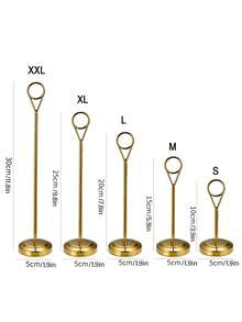 1pc Round Table Number Holder, Gold Stainless Steel Place Card Holder For Party Dining Table - Gold - View 2