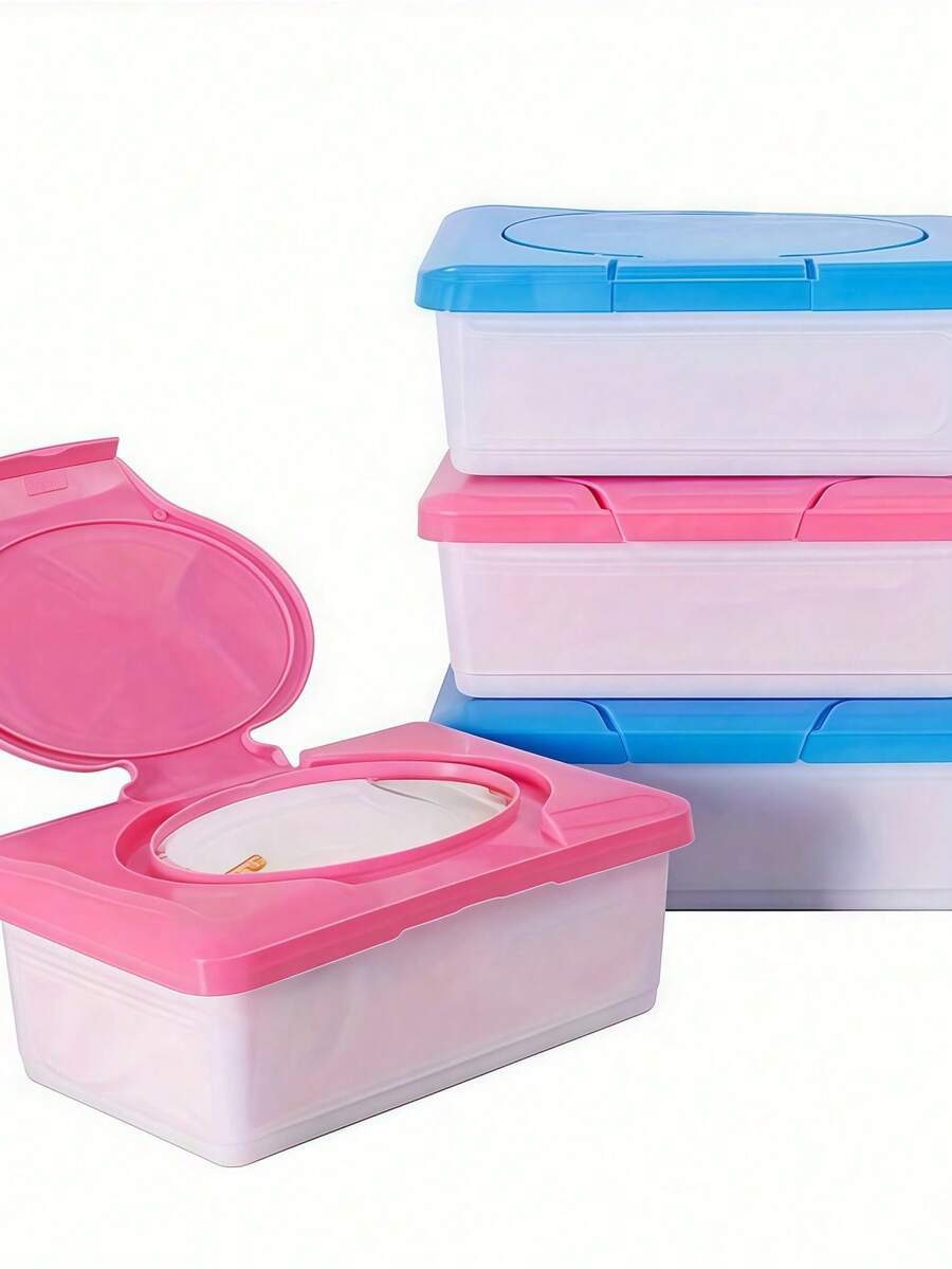 SHEIN 1 szt. Pudełko do przechowywania chusteczek nawilżanych Duża pojemność Przenośne Zamykane etui Odporne na wilgoć Pyłoszczelne Materiał PP Do łazienki Salon Komoda Samochód Biuro Organizacja gospodarstwa domowego Niezbędne - Wielokolorowe - Zobacz 1