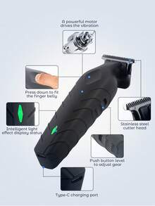 Teckwe Hair Trimmer 0mm Zero Gapped Carving Clipper For Men, With Razor Lubricant Bottle, Professional Haircut Machine Electric Rechargeable Hair Trimming Machine Barber Trimmer Hair Beard Shaver - Black - View 5