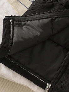 SHEIN Áo khoác vest không tay cổ đứng dày dễ thương đa năng cho bé từ 0-3 tuổi, màu đen, thường ngày, dễ thương, phù hợp cho cả bé trai và bé gái - màu đen - Xem 4