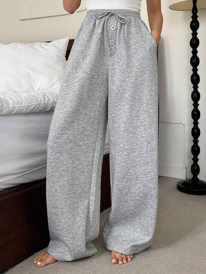 DAZY Women's Solid Color Loose Fit Casual Pajama Bottoms, Fall