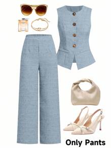 Ellevyn Women's Elegant Commuter French Style Pants, Linen-Like High-Quality Fabric, Summer