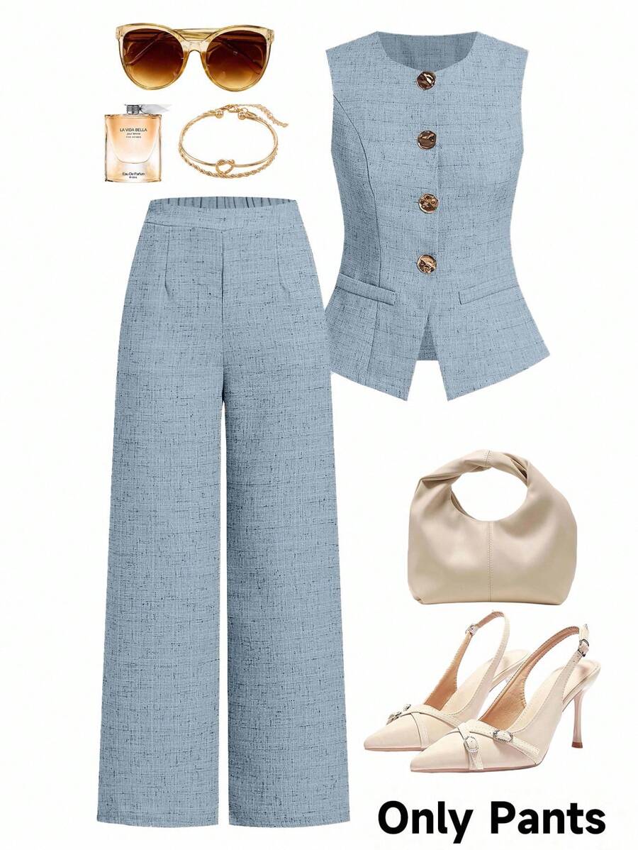 Ellevyn Women's Elegant Commuter French Style Pants, Linen-Like High-Quality Fabric, Summer