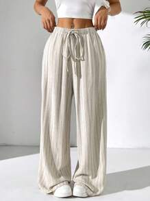 Solflare 大码休闲亚麻裤，度假风，春夏 - 杏色 - 查看 9