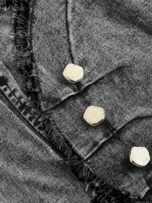 SHEIN MOD Women's Casual Denim Patchwork Short Sleeve Fitted Blouse Denim Bustier Top Punk Tops