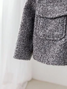 SHEIN Babygirl 可爱双面领灰色夹克，百搭秋冬 - 灰色 - 查看 5
