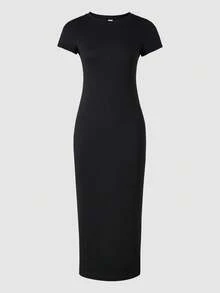 SHEIN ChillGRL 少女休闲百搭短袖及膝连衣裙