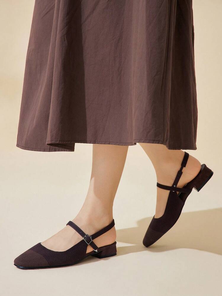 CUCCOO BASICS Women's Coffee Color Mary Jane Strap Low Heel Comfortable Square Toe Flats For Christmas Spring Shoes