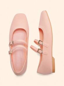 CUCCOO BASICS Women's Fashionable Light Pink Sweet & Cute Comfortable Flat Mary Jane Shoes - Pink - View 4