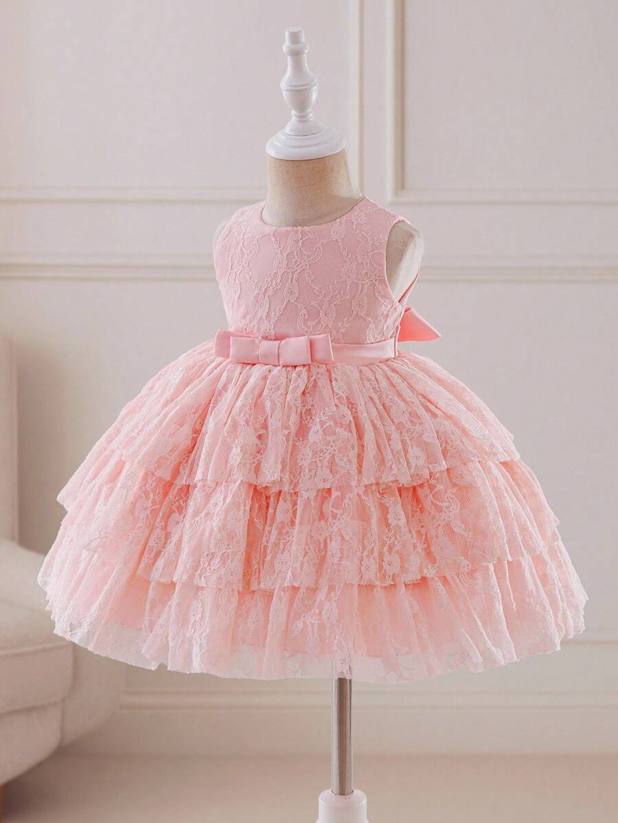 Glamorique Kids Robe de fille de fleurs pour Noël, robe de fête, robe du Père Noël, robe du Nouvel An, robe d'automne, vêtements d'extérieur, robe de fête d'anniversaire, robe de mariage de vacances, robe élégante pour invité de mariage, robe de mariage de Noël, robe d'anniversaire, robe de bal de Noël, robe de princesse pour bébé fille, robe rose en dentelle et tulle, tenue de scène, robe somptueuse pour le Moyen-Orient, robe d'automne-hiver - Rose bonbon - Voir 1