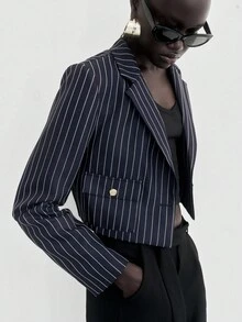 Lumivelle 万圣节女式商务休闲西装外套 - 藏蓝色 - 查看 3