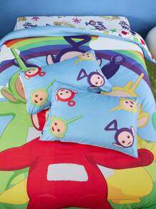 Teletubbies X SHEIN 3pc Cartoon & Rainbow Print Bedding Setsoft, Comfortable, Warm, Machine Washable, Suitable For Single Bed/Double Bed/Queen Bed/King Bed, Dormitory/Home - Multicolor - View 7