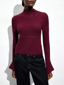 Maija Women's Stand Collar Long Sleeve Hollow Design Fitted Fashionable Sweater Burgundy Tops For Women Wine Red Top Maroon Top Turtle Neck Top Dark Red Top Casual Tops Red Top Fall Sweaters Halloween Sweater Going Out Tops Casual Tops Women Rave Outfits Burgundy Top Chic Autumn Christmas Women's Clothing Christmas Jumper Going Out Tops Burgundy Tops,