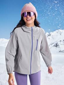 In My Nature 女士休闲户外连帽夹克防水外套女防风滑雪服女滑雪夹克女冬季夹克 - 紫色 - 查看 1