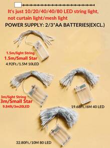 1 件 1.5 米/3 米/6 米/10 米家居装饰 LED 灯串，电池供电室内装饰仙女灯，LED 暖光灯，户外花园装饰氛围仙女灯，度假露营装饰灯，庭院和街道装饰灯，适用于客厅装饰。餐厅装饰。卧室户外婚礼派对情人节装饰照明，圣诞节万圣节装饰灯串（不含电池） - 彩色 - 查看 14