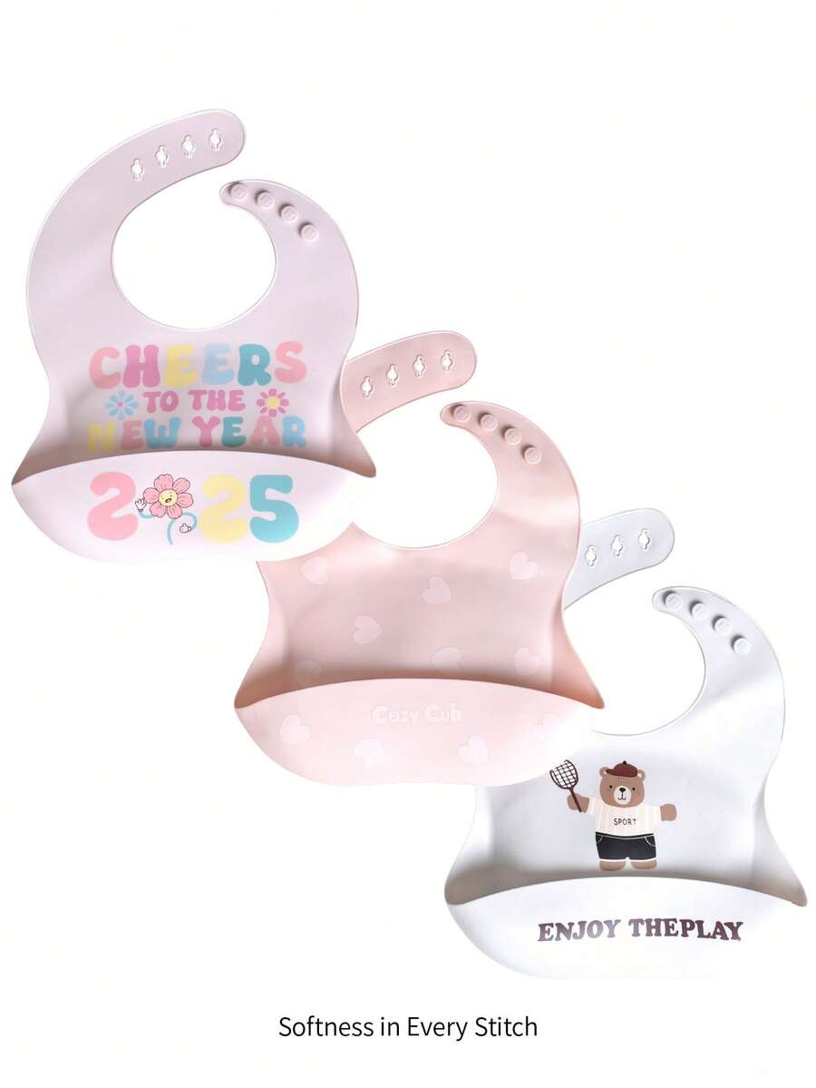 Cozy Pixies 1 件婴儿围兜，可水洗且易于清洁（三件随机发货一件） - 彩色 - 查看 1