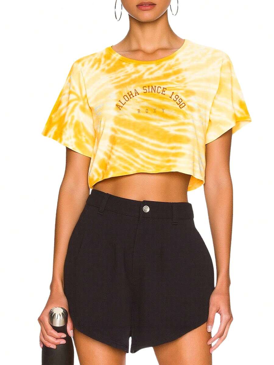 Roxy Sports Tees & Tanks Moisture-Wicking Breathable Classic Fit Home Travel Daily ARJZT06981-YHV0 - Kuning - View 1