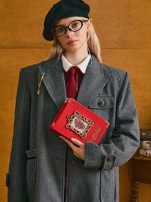 HARRY POTTER X SHEIN Book Shaped Foil Printed Box Design Shoulder Bag - Red - View 4