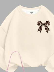 SHEIN Leap Crew Tween Girls Letter Graphic Knit Crew Neck Loose Sweatshirt And Flare Leg Pants 2 Pieces Casual Set Fall Winter