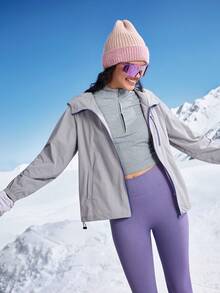 In My Nature 女士休闲户外连帽夹克防水外套女防风滑雪服女滑雪夹克女冬季夹克 - 紫色 - 查看 5