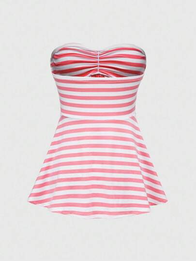 Goth Top court ajusté à rayures style Y2K