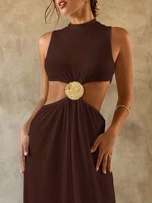 Aloruh Váy cưới dài gợi cảm phong cách tối giản cho mùa cưới đi làm - màu nâu - Xem 5