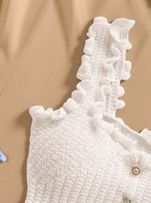 Soleia 女士浪漫休闲度假荷叶边单排扣针织吊带背心，外出上衣