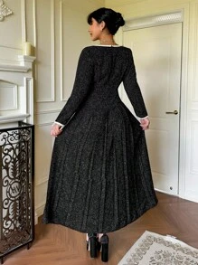 Flirla Robe élégante à ourlet plissé pour femmes grandes tailles - Multicolore - Voir 3